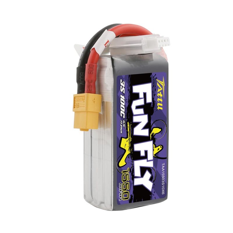 Tattu 1550mAh 3S 100C 11,1V LiPo-batteri – XT60 kontakt – FunFly