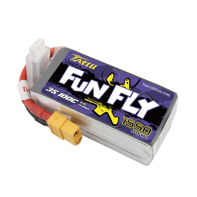 Tattu 1550mAh 3S 100C 11,1V LiPo-batteri – XT60 kontakt – FunFly
