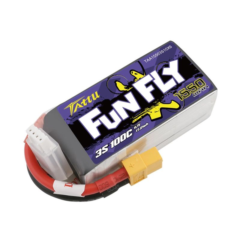 Tattu 1550mAh 3S 100C 11,1V LiPo-batteri – XT60 kontakt – FunFly