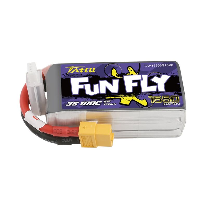 Tattu 1550mAh 3S 100C 11,1V LiPo-batteri – XT60 kontakt – FunFly