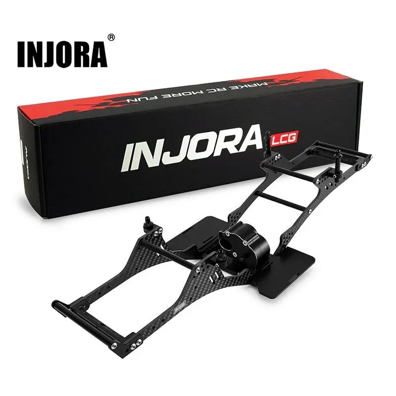 INJORA Mittmonterad Transmission LCG Kolfiber Chassi Kit för 1/10 RC Crawlers