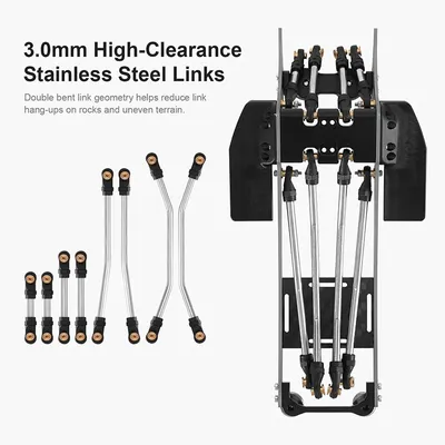 INJORA Rockover Titanium LCG Chassi Kit till 1/24 SCX24, 156mm hjulbas, 18° Skid Angle