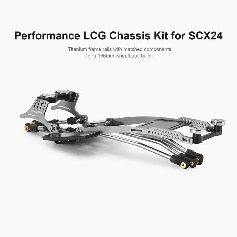INJORA Rockover Titanium LCG Chassi Kit till 1/24 SCX24, 156mm hjulbas, 18° Skid Angle
