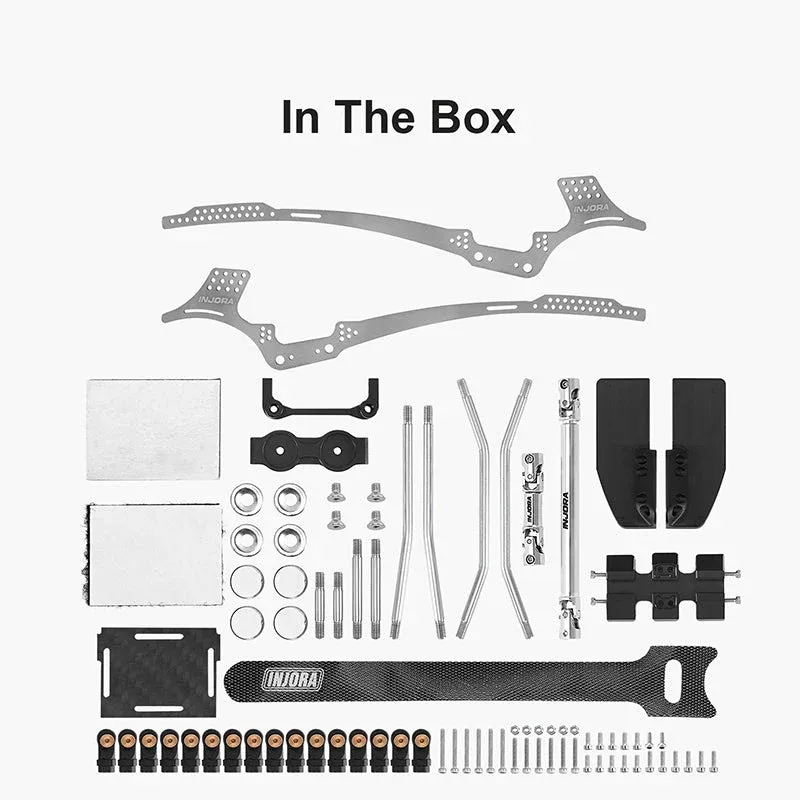 INJORA Rockover Titanium LCG Chassi Kit till 1/24 SCX24, 156mm hjulbas, 18° Skid Angle