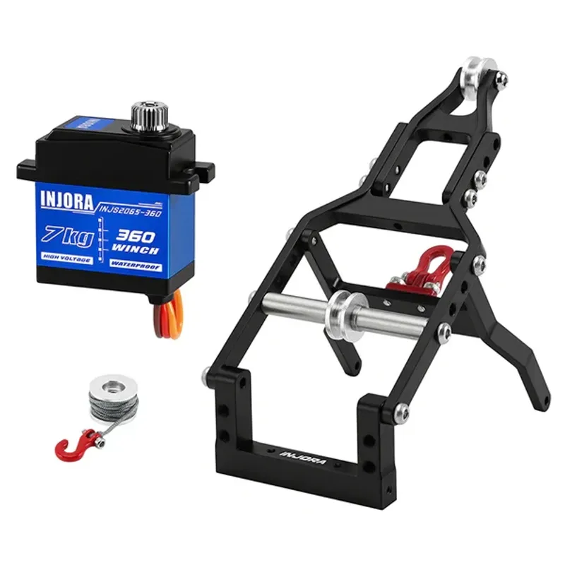 INJORA Tow Truck Crane Kit & INJS2065-360 Winch Servo for 1/24 SCX24