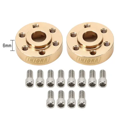 INJORA 12mm Heavy Brass Wheel Hex Hub Extenders Adapters for 1.9 & 2.2 Beadlock Wheel Rims 6mm