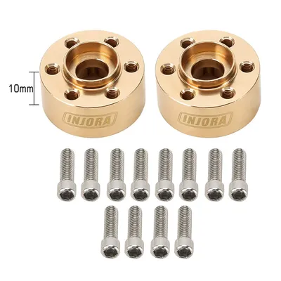 INJORA 12mm Heavy Brass Wheel Hex Hub Extenders Adapters for 1.9 & 2.2 Beadlock Wheel Rims 10mm