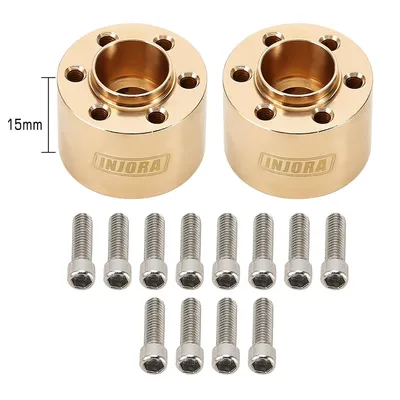 INJORA 12mm Heavy Brass Wheel Hex Hub Extenders Adapters for 1.9 & 2.2 Beadlock Wheel Rims 15mm