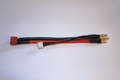 Laddning/urladdningskabel 4mm bullet (90°) Dean Lipo 2-cell
