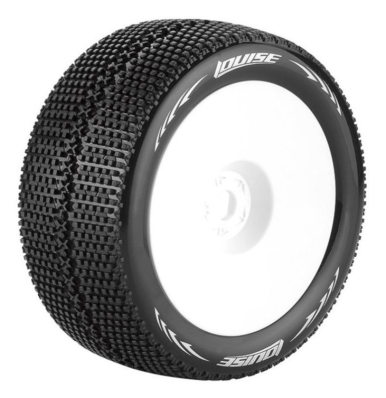 Louise RC Däck & Fälg T-TURBO 1/8 Truggy Soft Vit 0-Offset (2) – bild 1
