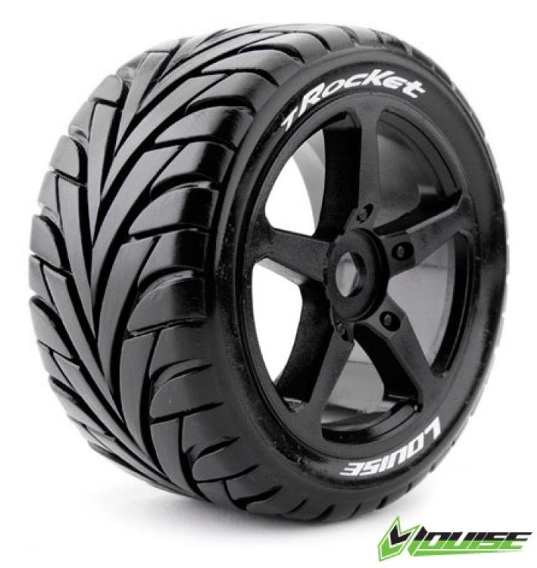 Louise RC Däck & Fälg T-ROCKET 1/8 Truggy Soft Svart (2) – bild 1