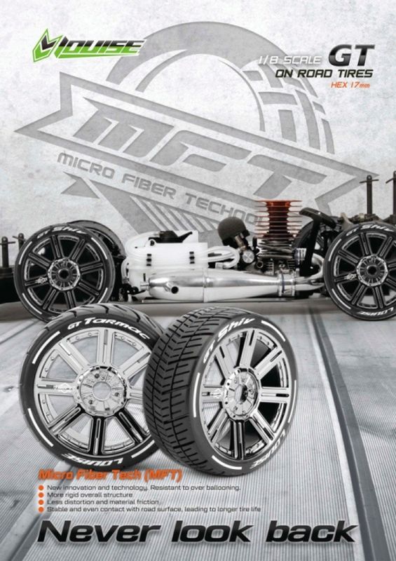 Louise RC Däck & Fälg GT-TARMAC 1/8 GT Soft (MFT) Svartkrom – bild 3