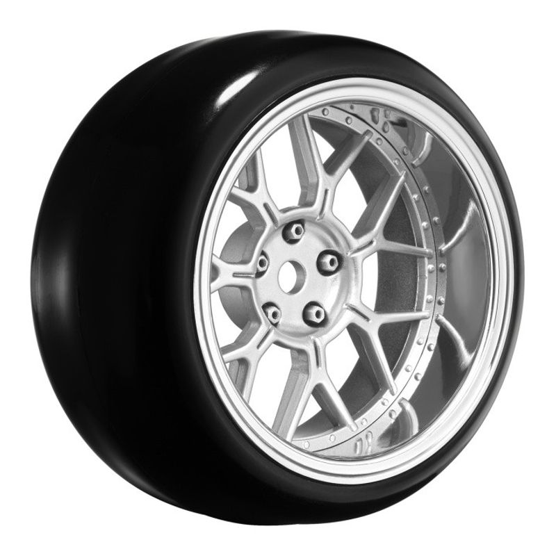 Louise RC Däck & Fälg Drift / 14-Eker Matt Silver (2,4,6,8mm Offset) 12mm Hex (4) – bild 1