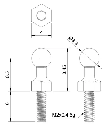 M-WORKS Kulled Sluten M2 3.9mm M2.5/4-40 (2-pack)