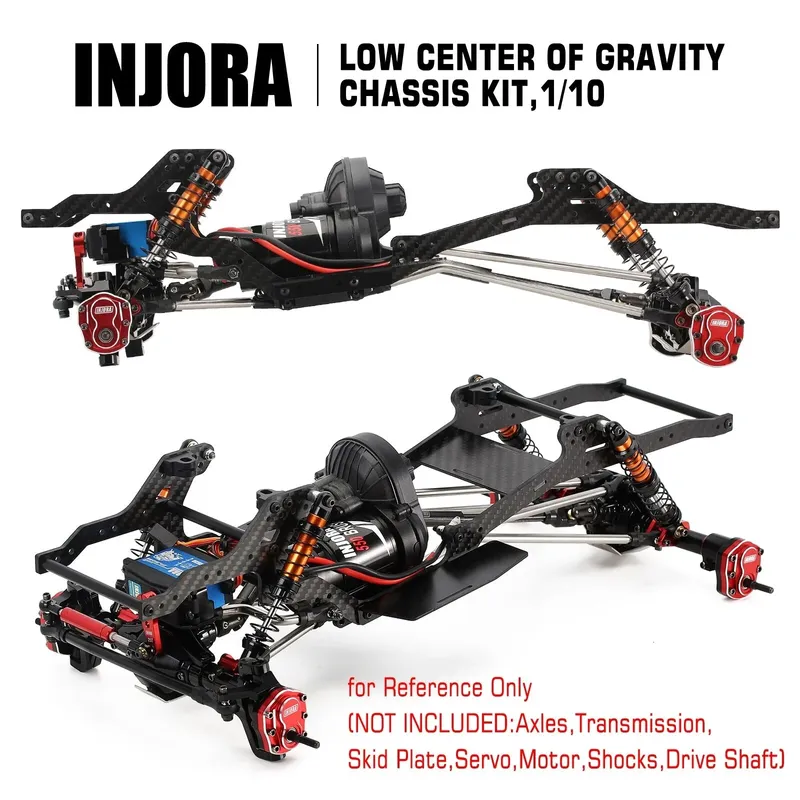 INJORA LCG Kolfiber Chassi Kit för 1/10 Axial SCX10 & SCX10 II