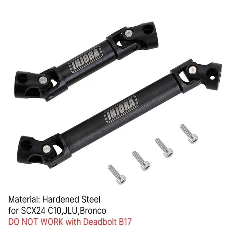 INJORA Steel Front Rear Center Drive Shafts for SCX24 C10 JLU Bronco Base Camp 4Runner