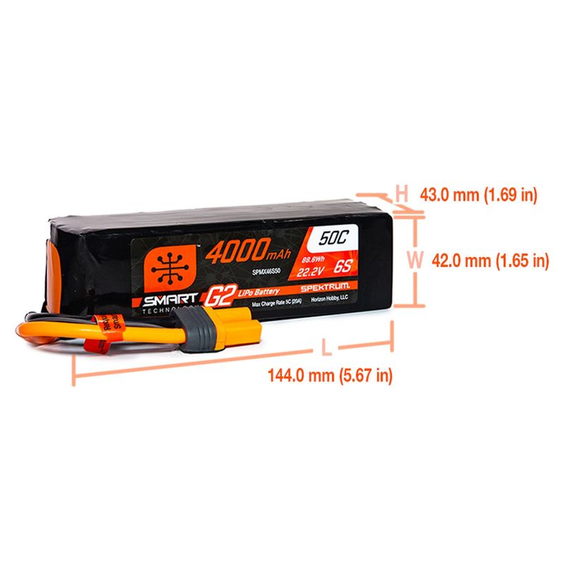 Lipo 22.2V 6S 4000mAh 50C G2 IC5 Kontakt Spektrum Smart