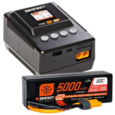 Spektrum Accessories Smart Powerstage 4S Surface Bundle: G2 5000mAh 4S LiPo IC5 & S155 Charger