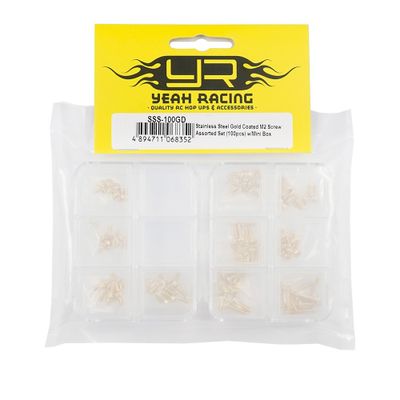Skruvsats M2 Rostfria guldfärgade blandat set Yeah Racing