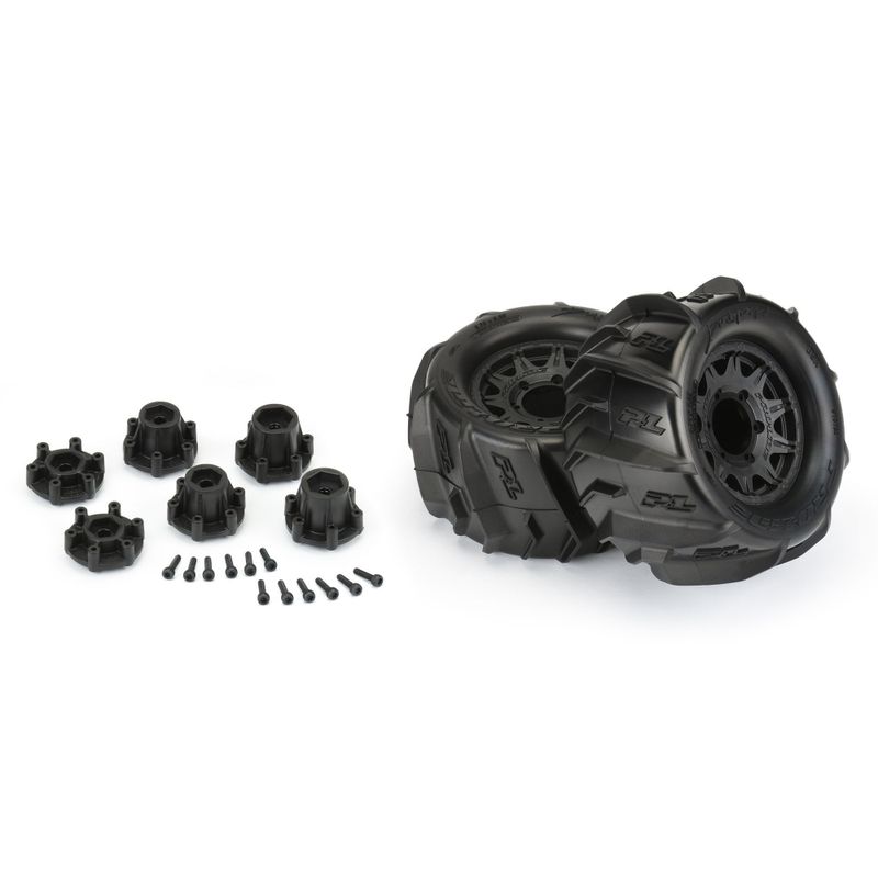 1/10 Dumont F/R 2.8" MT Tires Mounted 12mm/14mm Black Raid 1 par (2 hjul)