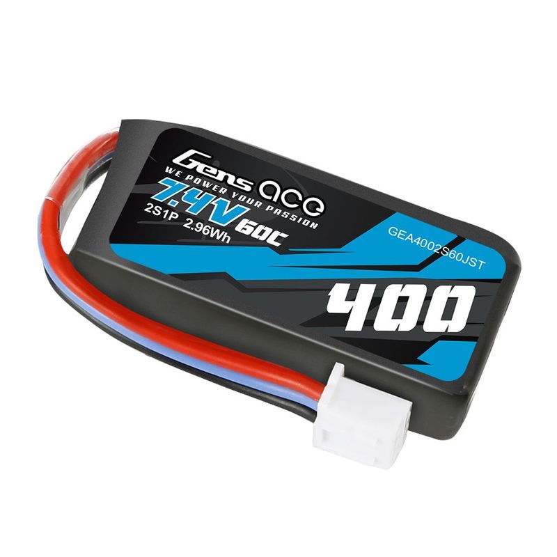 Gens ace 400mAh 2S 60C 7,4V LiPo-batteri – JST kontakt – Heli