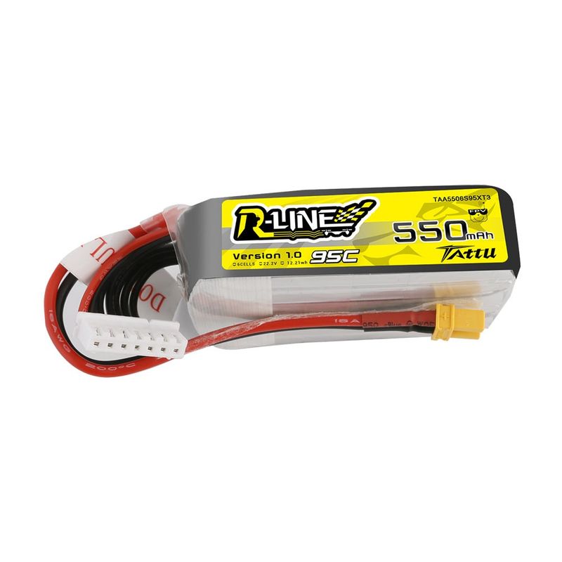 Tattu 550mAh 6S 95C 22,2V LiPo-batteri – XT30 kontakt – R-Line 1,0