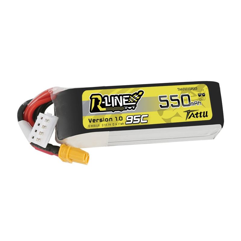 Tattu 550mAh 3S 95C 11,1V LiPo-batteri – XT30 kontakt – R-Line 1,0