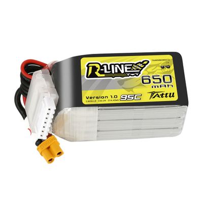 Tattu 650mAh 6S 95C 22,2V LiPo-batteri – XT30U-F kontakt – R-Line 1,0