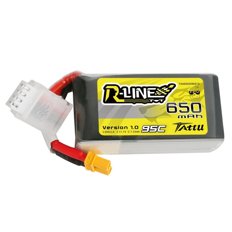 Tattu 650mAh 3S 95C 11,1V LiPo-batteri – XT30 kontakt – R-Line 1,0