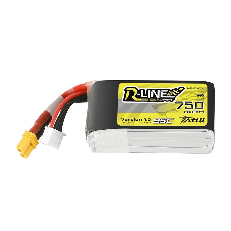 Tattu 750mAh 3S 95C 11,1V LiPo-batteri – XT30 kontakt – R-Line 1,0