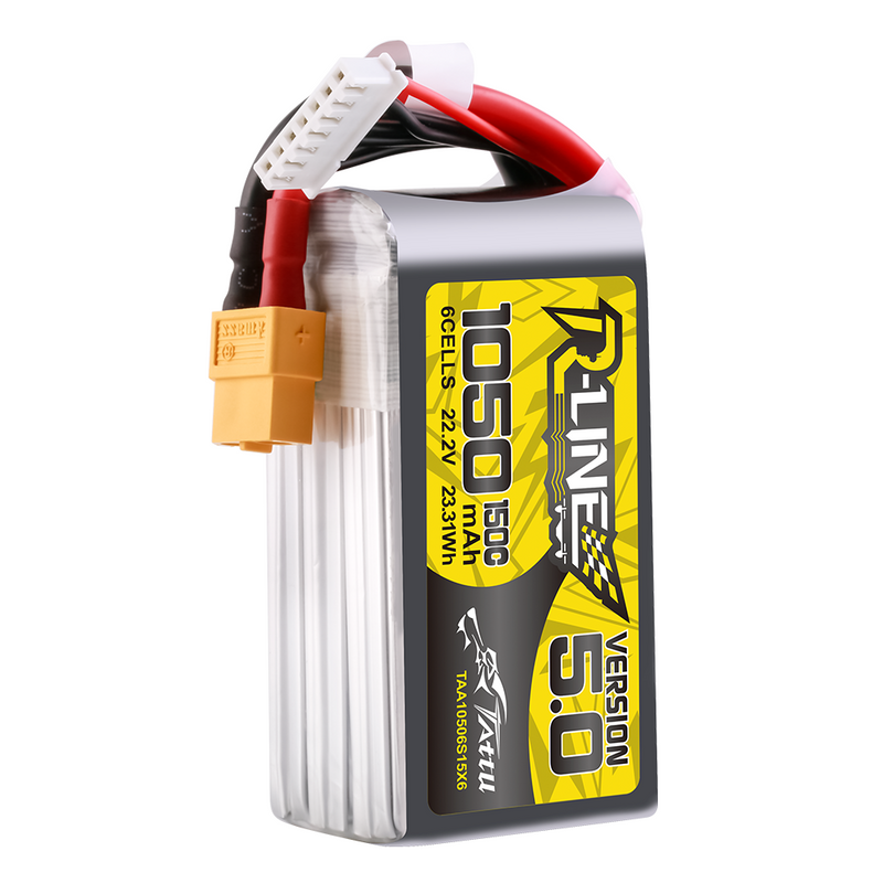 Tattu 1050mAh 6S 150C 22,2V LiPo-batteri – XT60 kontakt – R-Line 5,0