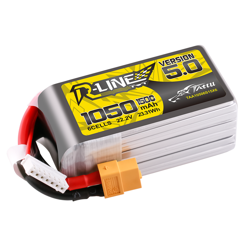 Tattu 1050mAh 6S 150C 22,2V LiPo-batteri – XT60 kontakt – R-Line 5,0