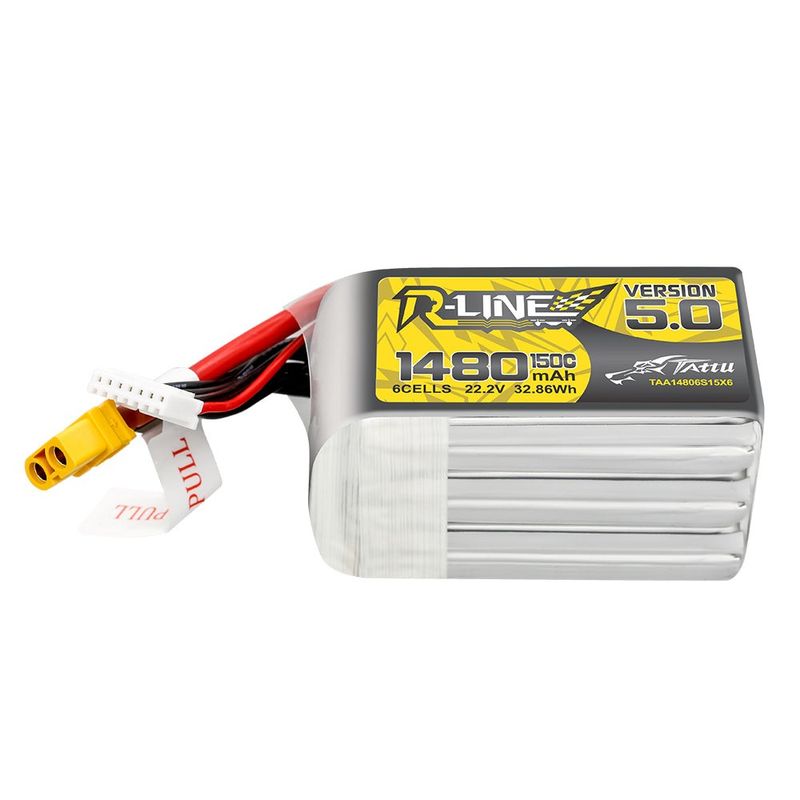 Tattu 1480mAh 6S 150C 22,2V LiPo-batteri – XT60 kontakt – R-Line 5,0