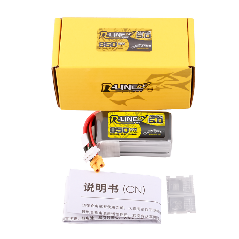 Tattu 850mAh 3S 150C 11,1V LiPo-batteri – XT30U-F kontakt – R-Line 5,0
