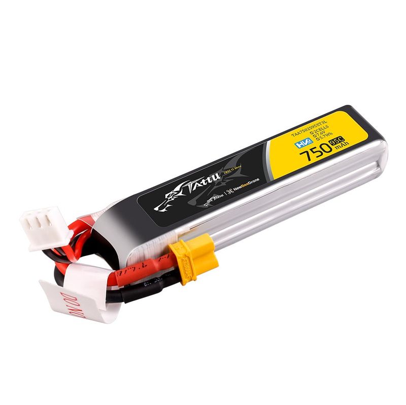 Tattu 750mAh 2S 95C 7,6V(HV) Long LiPo-batteri – XT30U-F kontakt – FPV Classic