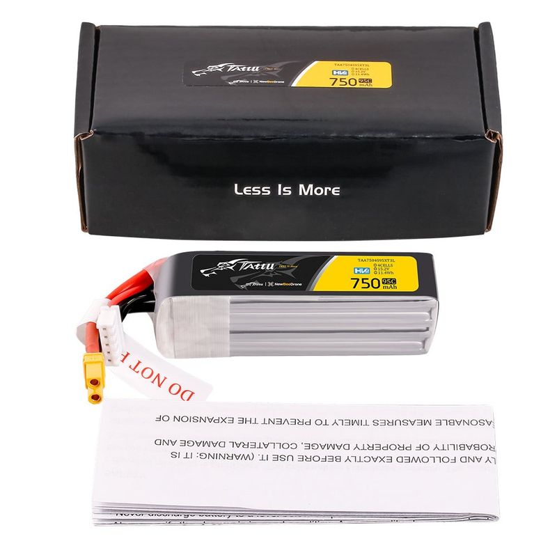 Tattu 750mAh 4S 95C 15,2V(HV) Long LiPo-batteri – XT30U-F kontakt – FPV Classic