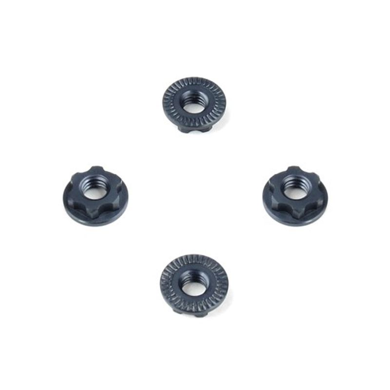 Wheel Nuts (7mm, serrated, gun metal ano, M4, 4pcs) EB410