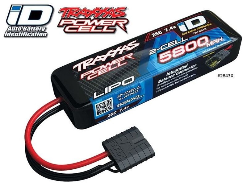 TRX2843X Li-Po Batteri 2S 7,4V 5800mAh 25C iD-kontakt
