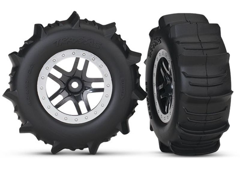 TRX5891 Däck & Fälg Paddel/Split-Spoke Matt Krom 4WD/2WD Bak