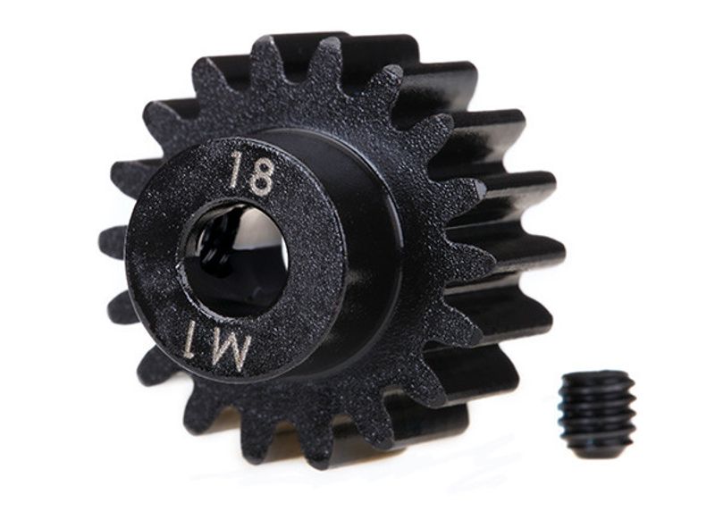 TRX6491R Motordrev 18T 1.0Mod 5mm Axel (Fräst, Härdad)