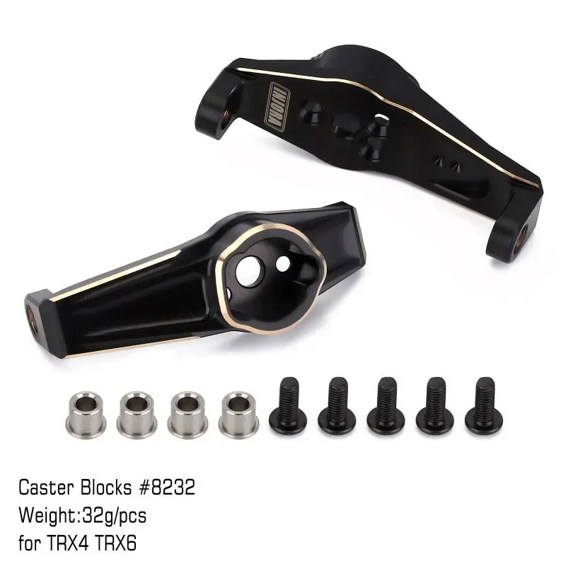 INJORA Black Coating Brass Caster Blocks C Hubs #8232 för TRX-4 och TRX-6