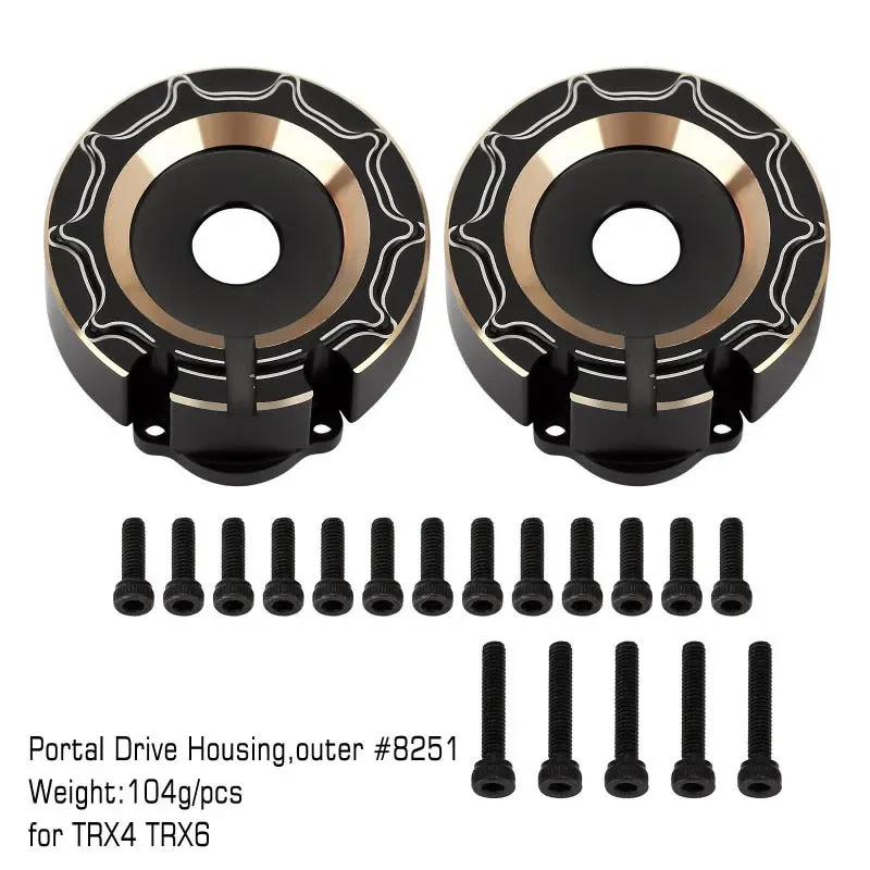 INJORA 104g/pcs Black Brass Counterweight Outer Portal Drive Housing för TRX-4 och TRX-6
