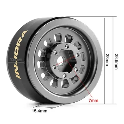 INJORA 1.0" Turbine Deep Dish -4.7mm Offset Fälgar (titan)