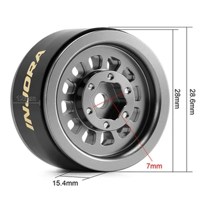 INJORA 1.0" Turbine Deep Dish -4.7mm Offset Fälgar (titan)