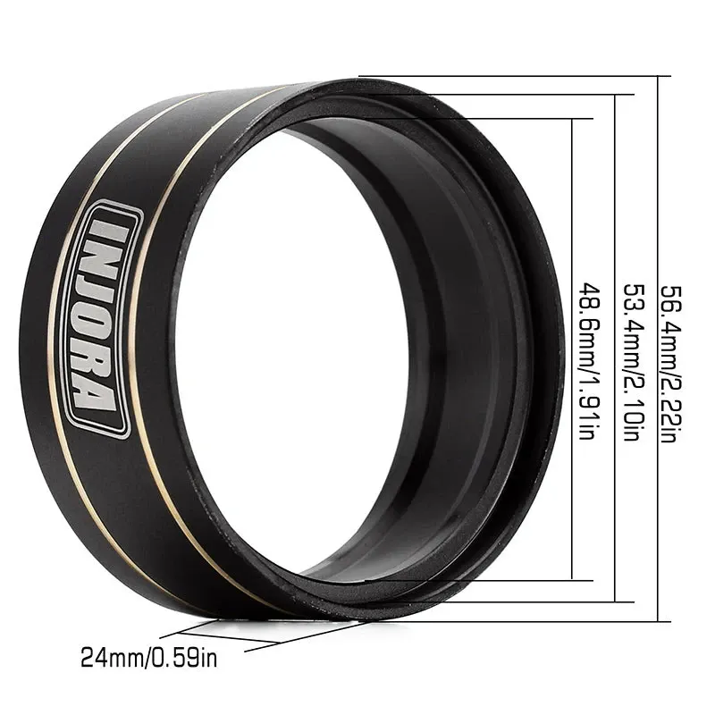 INJORA 94g/pcs Mässing Internal Beadlock Ring Clamp Rings for 1.9" Wheel Rims (2st)