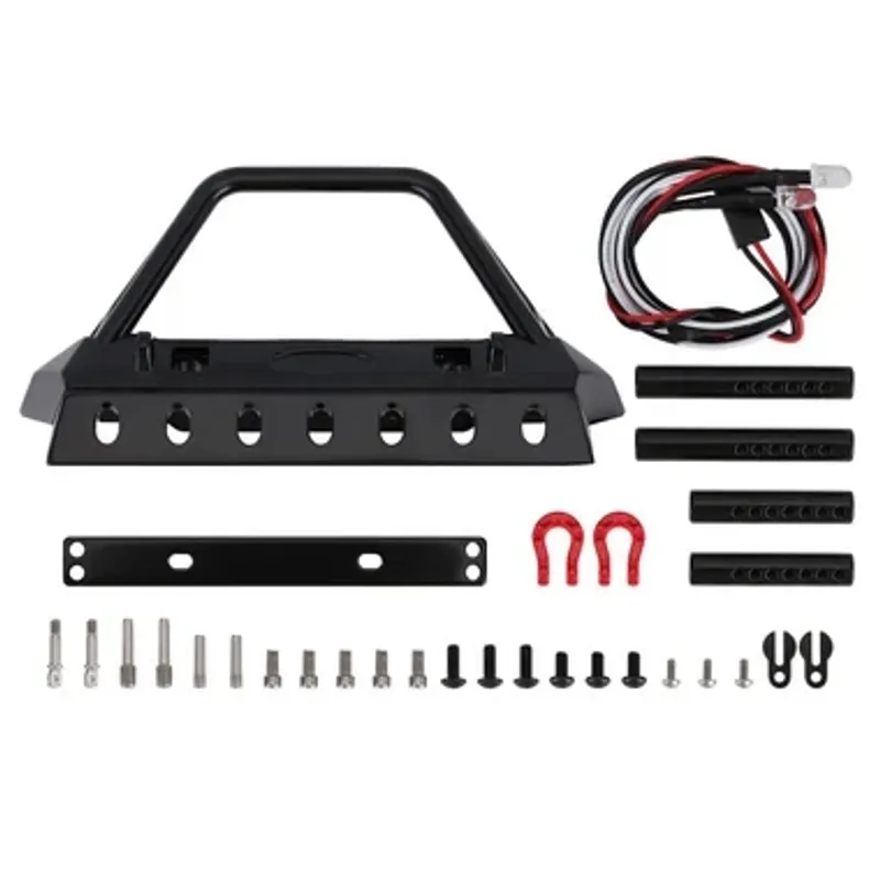 INJORA Black Metall Front Bumper med lyse till SCX10 II SCX10 III