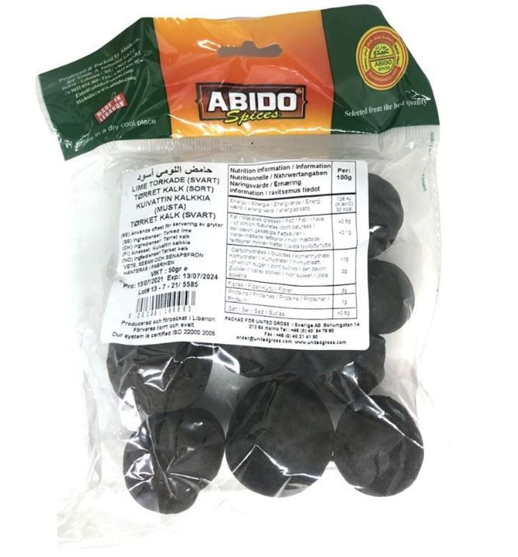 Abido Torkad svartcitron 10x50g