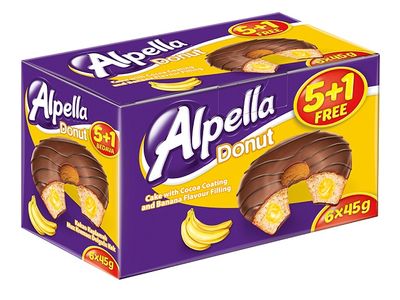 Alpella Donut med bananfyllning 6x45g