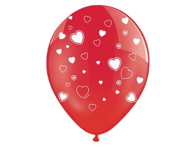 Ballonger röda med vita hjärtan