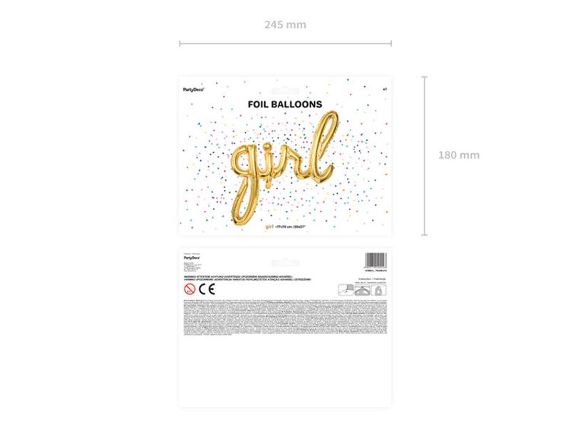 Folieballong, girl, guld